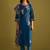 Floral Embroidered Thread Work Straight Kurta with Trousers & Dupatta