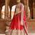 Deep Red And Hot Pink Embroidered Raw Silk Lehenga Set