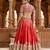 Deep Red And Hot Pink Embroidered Raw Silk Lehenga Set