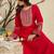 Floral Yoke Design Flared Sleeves Zari Straight Kurta With Trousers