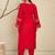 Floral Yoke Design Flared Sleeves Zari Straight Kurta With Trousers