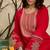Floral Yoke Design Flared Sleeves Zari Straight Kurta With Trousers