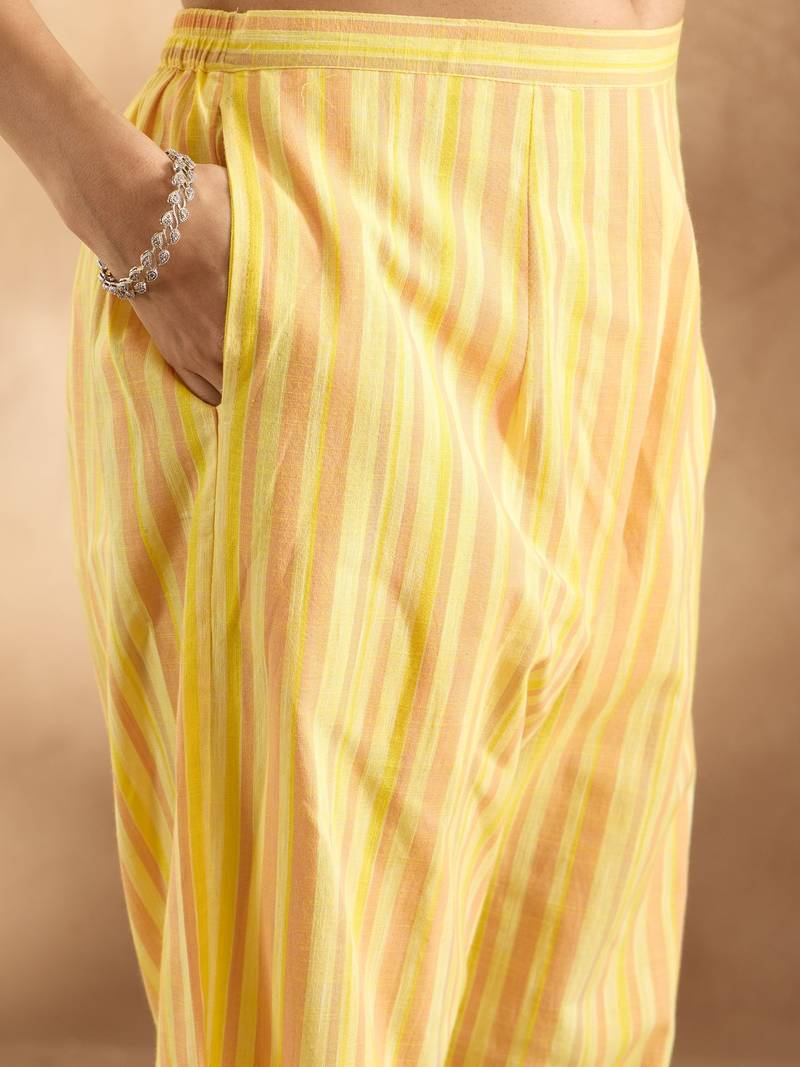 Floral Embroidered Pure Cotton Straight Kurta with Trouser
