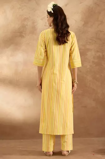 Floral Embroidered Pure Cotton Straight Kurta with Trouser