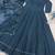 teal color thread embroidery work with gpo lace border georgette gown set