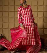Paisley Printed V-Neck Regular Pure Cotton Kurta With Trouser With Dupatta