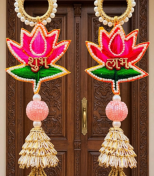 traditional lotus shubh labh hanging with golden tassels pack of 2