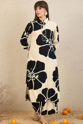Floral Printed Straight Kurta With Palazzos