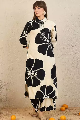 Floral Printed Straight Kurta With Palazzos