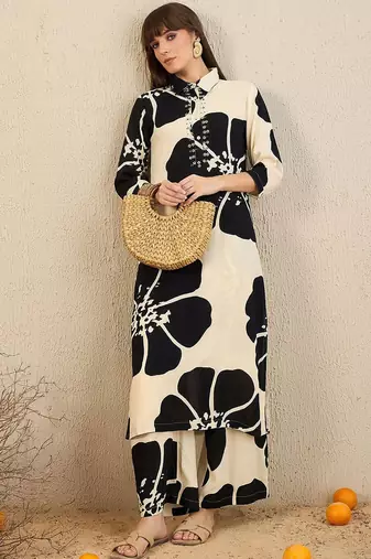 Floral Printed Straight Kurta With Palazzos