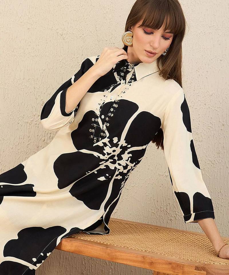Floral Printed Straight Kurta With Palazzos