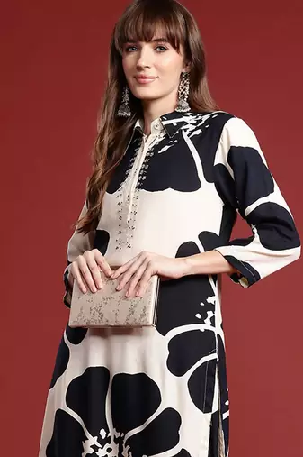 Floral Printed Sequinned Kurta with Palazzos