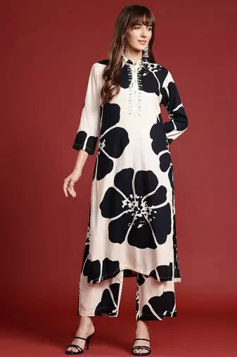 Floral Printed Sequinned Kurta with Palazzos
