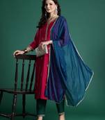Ethnic Motifs Embroidered Zari Kurta With Trousers & Dupatta