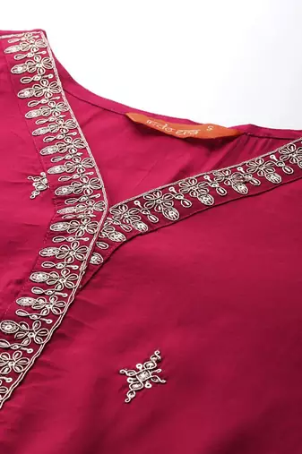 Ethnic Motifs Embroidered Zari Kurta With Trousers & Dupatta
