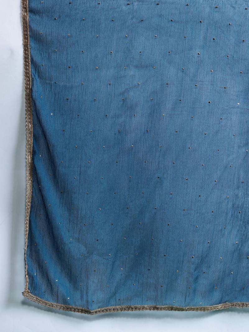 Ethnic Motifs Embroidered Zari Kurta With Trousers & Dupatta