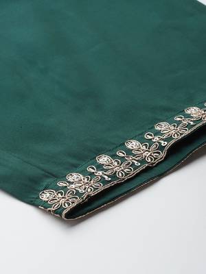 Ethnic Motifs Embroidered Zari Kurta With Trousers & Dupatta 8