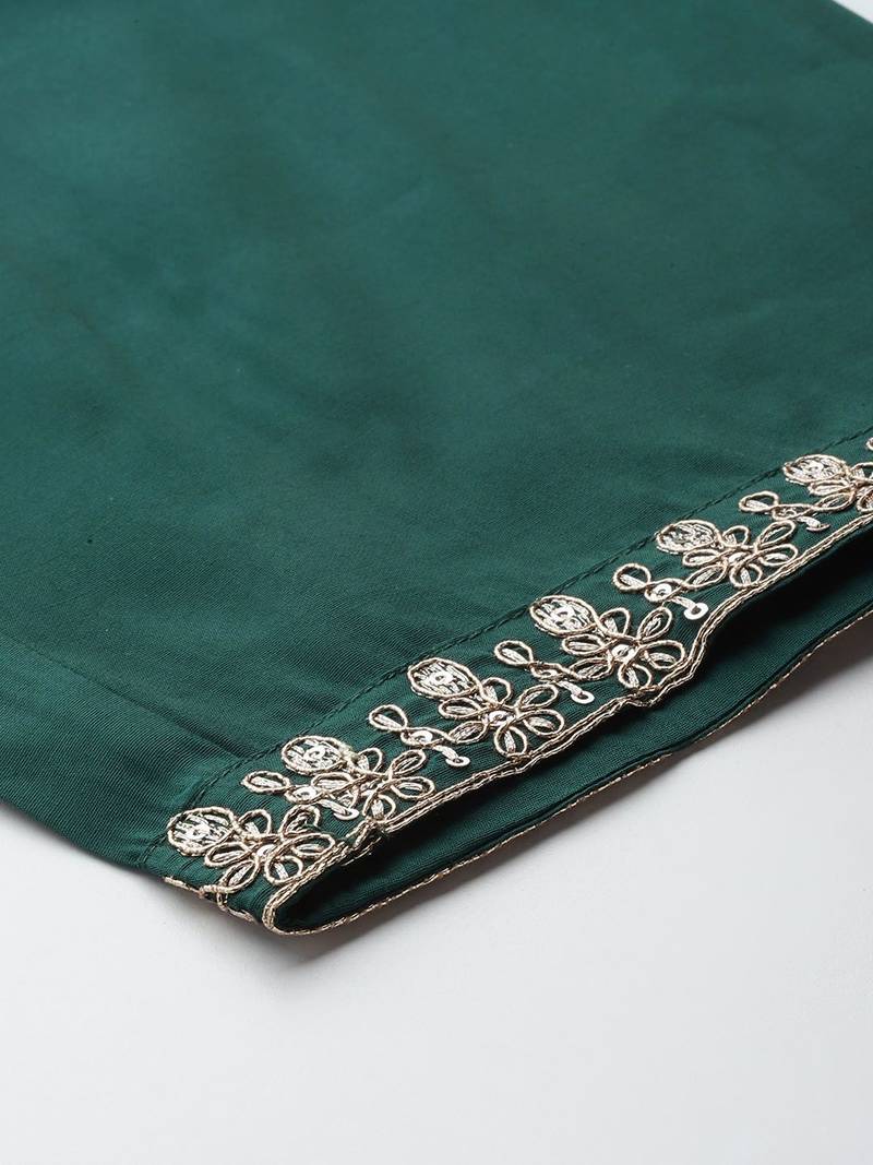 Ethnic Motifs Embroidered Zari Kurta With Trousers & Dupatta