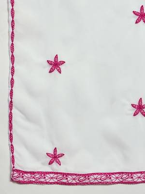 Floral Embroidered Thread Work Organza Straight Kurta With Trousers & Dupatta 4