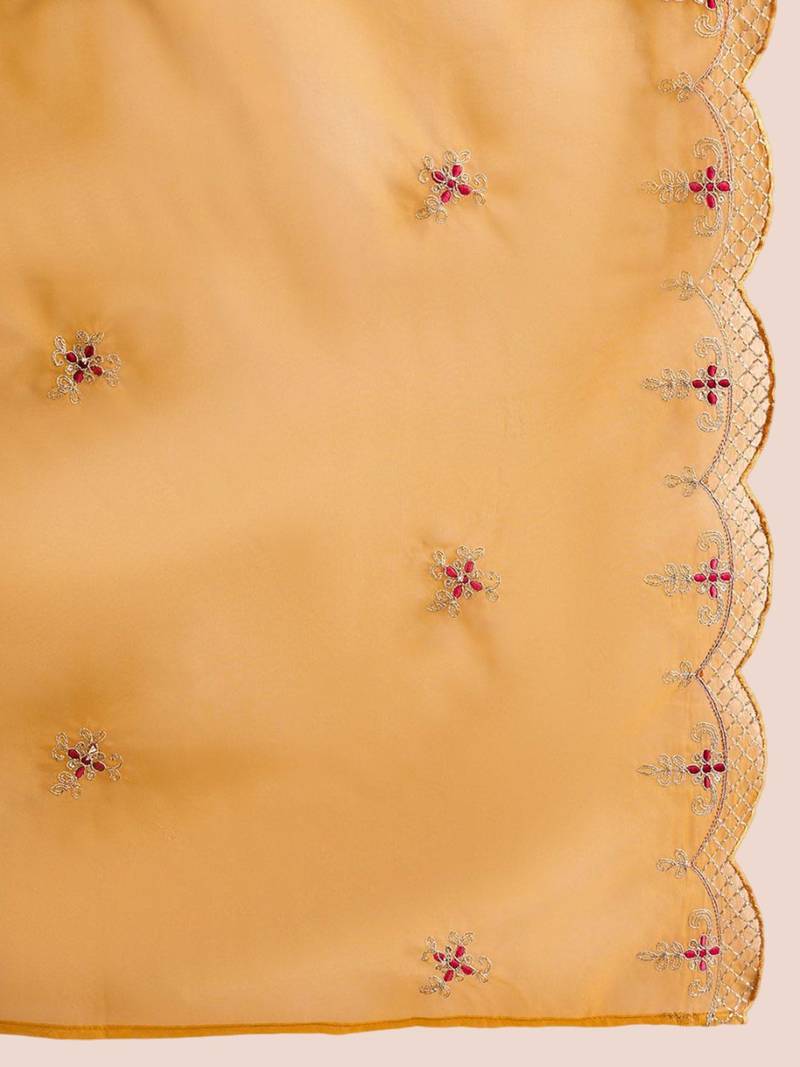 Women Ethnic Motifs Embroidered Regular Gotta Patti Kurta with Trousers & With Dupatta