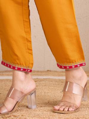 Women Ethnic Motifs Embroidered Regular Gotta Patti Kurta with Trousers & With Dupatta 7