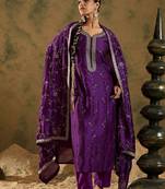 Floral Embroidered Sequinned Straight Kurta with Trousers & Dupatta
