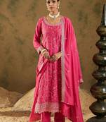 Ethnic Motifs Embroidered Thread Work Kurta with Trousers & Dupatta