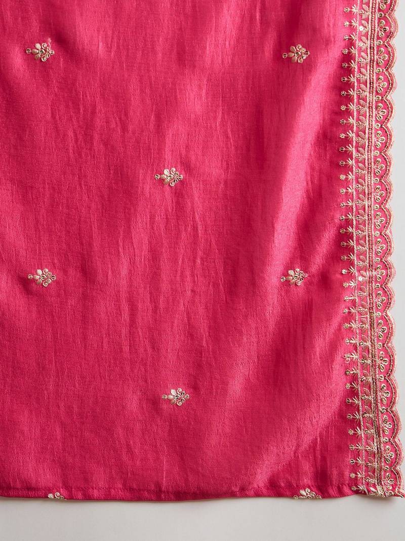 Ethnic Motifs Embroidered Thread Work Kurta with Trousers & Dupatta