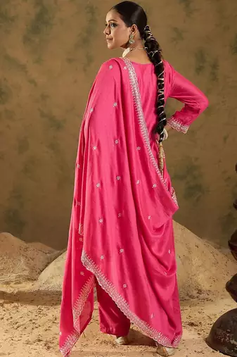 Ethnic Motifs Embroidered Thread Work Kurta with Trousers & Dupatta