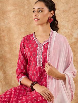 Ethnic Motifs Printed Straight Kurta with Palazzos & Dupatta 2