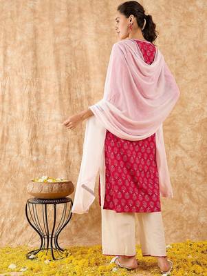 Ethnic Motifs Printed Straight Kurta with Palazzos & Dupatta 6