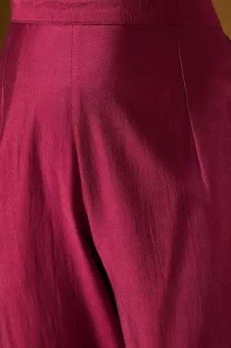 Floral Embroidered Straight Sequinned Liva Kurta with Trousers & Dupatta