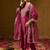 Floral Embroidered Straight Sequinned Liva Kurta with Trousers & Dupatta