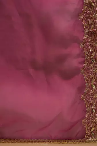 Floral Embroidered Straight Sequinned Liva Kurta with Trousers & Dupatta