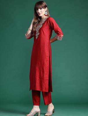 Ethnic Motifs Embroidered Regular Liva Kurta With Trousers & Dupatta 6