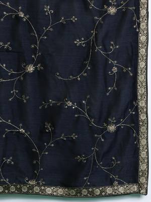 Floral Embroidered Sequinned Kurta With Trousers & Dupatta 4