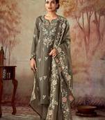 Floral Embroidered Regular Thread Work Chanderi Silk Straight Kurta Set