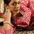 Red Floral Printed V-Neck Thread Work Straight Kurta With Trousers & Dupatta