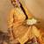 Mustard Floral Printed V-Neck Thread Work Straight Kurta With Trousers & Dupatta
