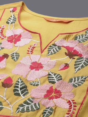 Floral Embroidered Thread Work Kurta With Trousers 6