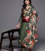 Women Floral Embroidered Regular Thread Work Kurta With Trousers & Dupatta