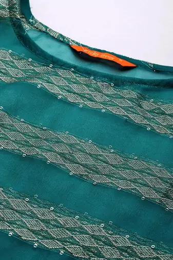 Women Woven Design Kaftan Kurta with Trousers & With Dupatta