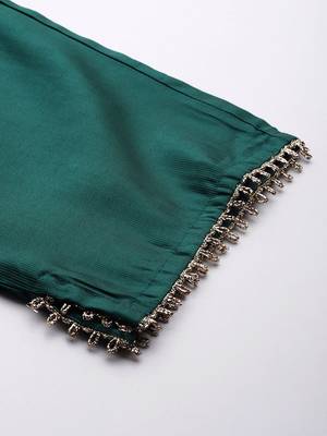 Women Woven Design Kaftan Kurta with Trousers & With Dupatta 10