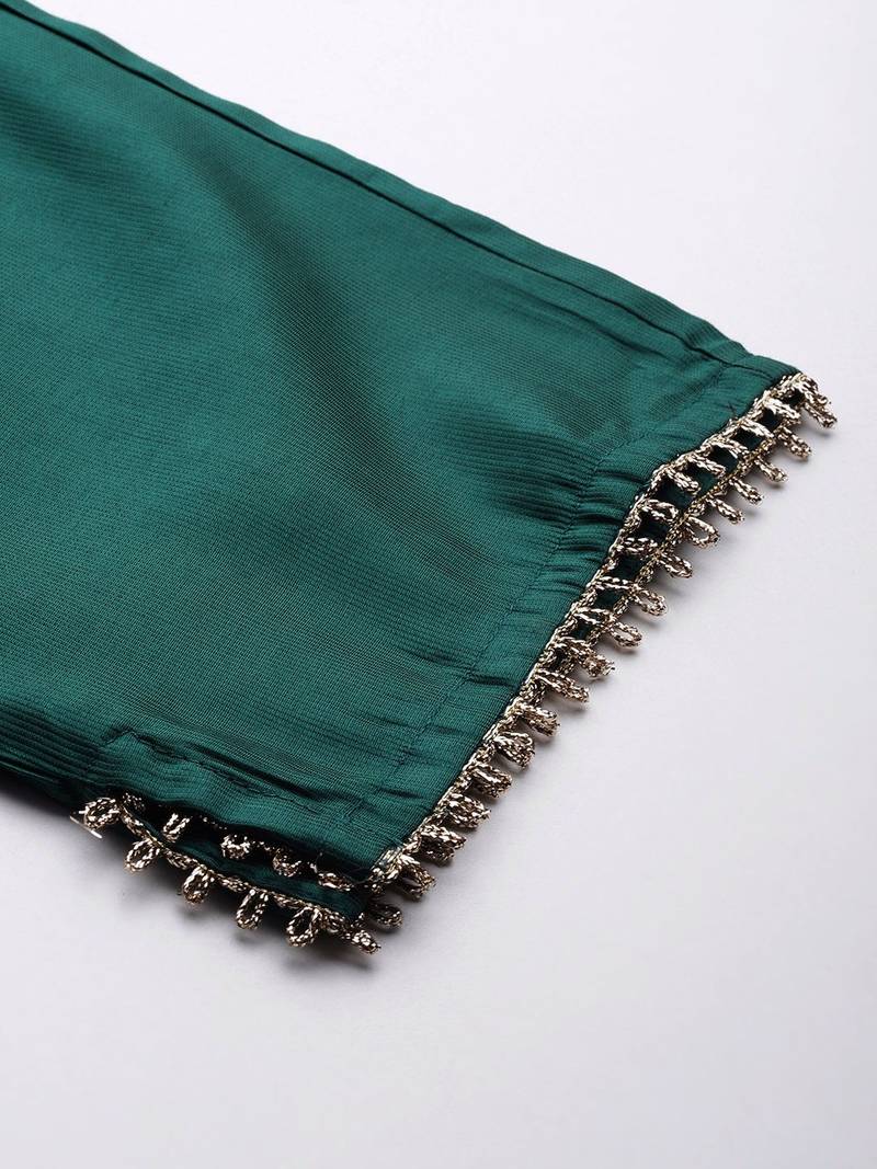 Women Woven Design Kaftan Kurta with Trousers & With Dupatta