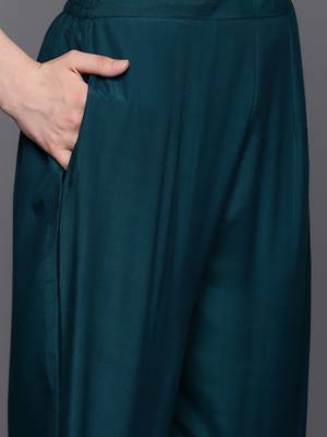 Floral Embroidered Regular Sequinned Kurta with Trousers & Dupatta 4