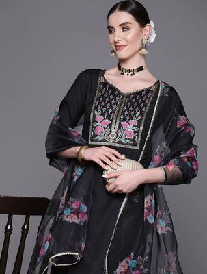 Women Yoke Design Regular Pure Cotton Kurta with Palazzos & With Dupatta 2