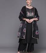 Women Yoke Design Regular Pure Cotton Kurta with Palazzos & With Dupatta