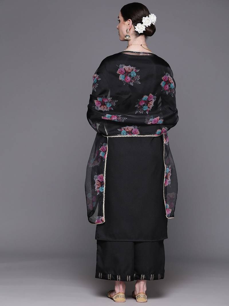 Women Yoke Design Regular Pure Cotton Kurta with Palazzos & With Dupatta