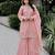 peach color embroidery work with stone handwork and cutwork kurti palazzo set