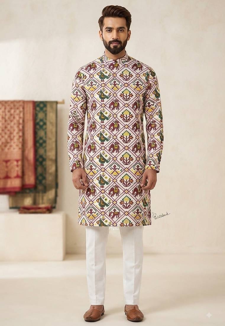 Patola print kurta for men |navratri kurta